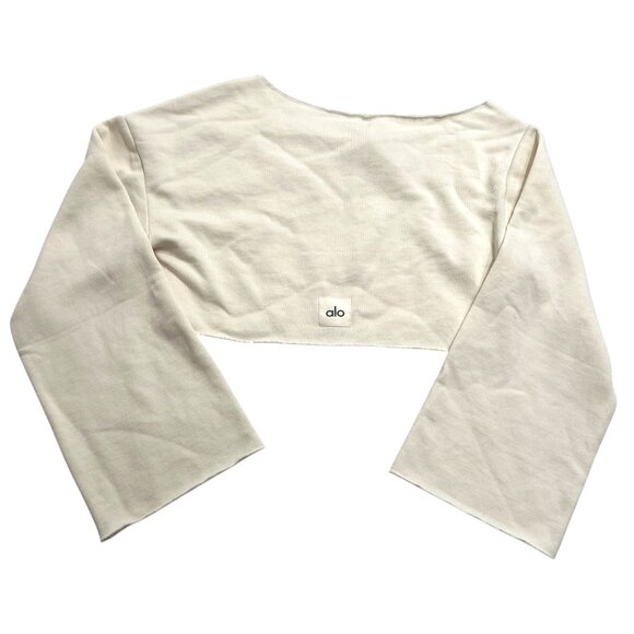 ALO Yoga Cropped Barre Shoulder Cover Up in Ivory - Picture 4 of 5